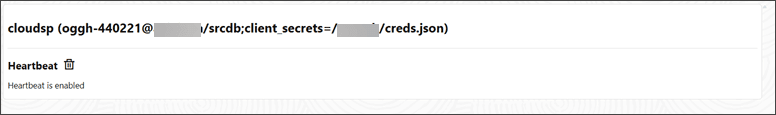 Heartbeat table is displayed as enabled for Spanner Replicat