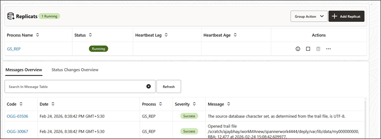 GoldenGate Replicat for Google Spanner in Running state