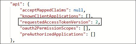 Set the token request version value to 2