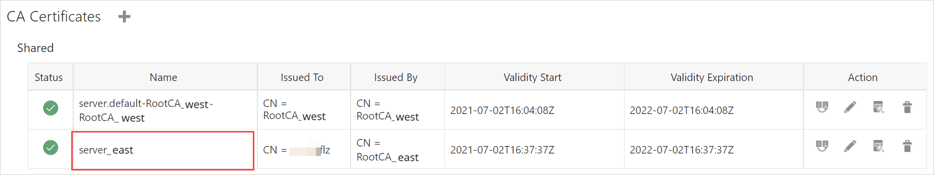 Target Server CA certificate is added to the Source deployment. Target Server CA certificate is added to the Source deployment.
