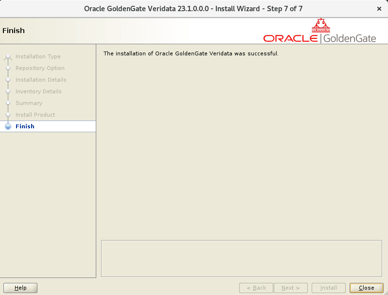 Oracle GoldenGate Veridata is successfully installed