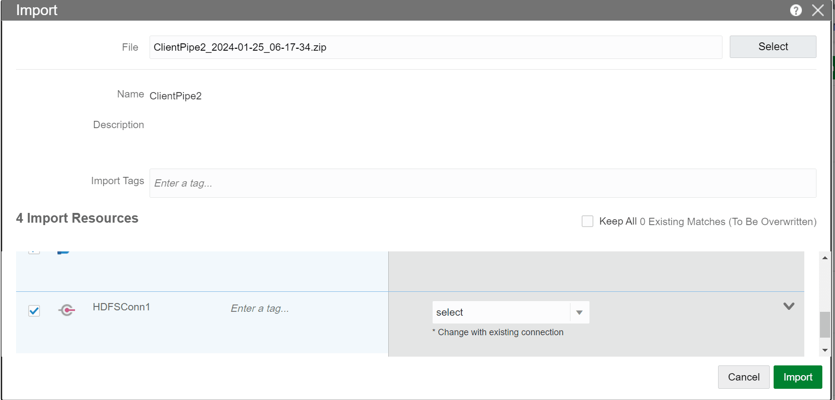 Select an existing connection from Catalog