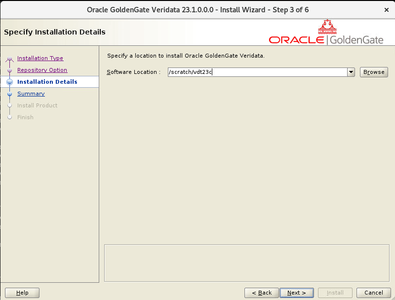 Specify Installation Details.
