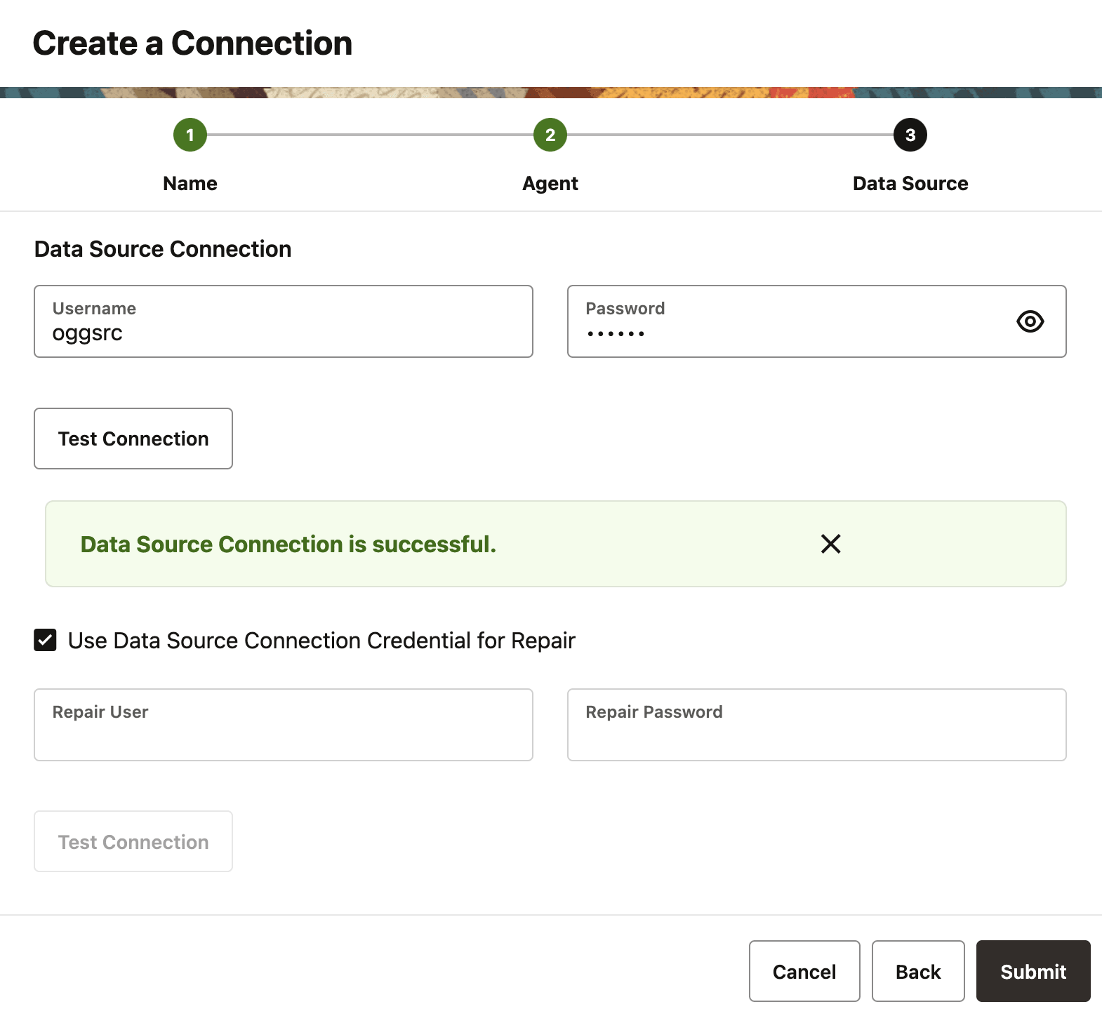 Select Data Source Connection for Repair