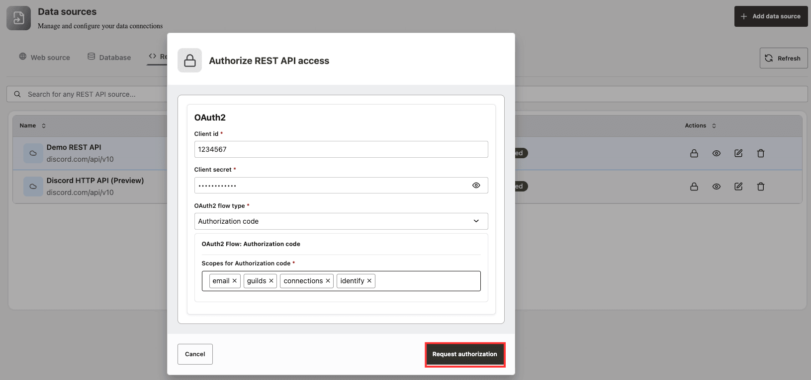Authorize REST API Access