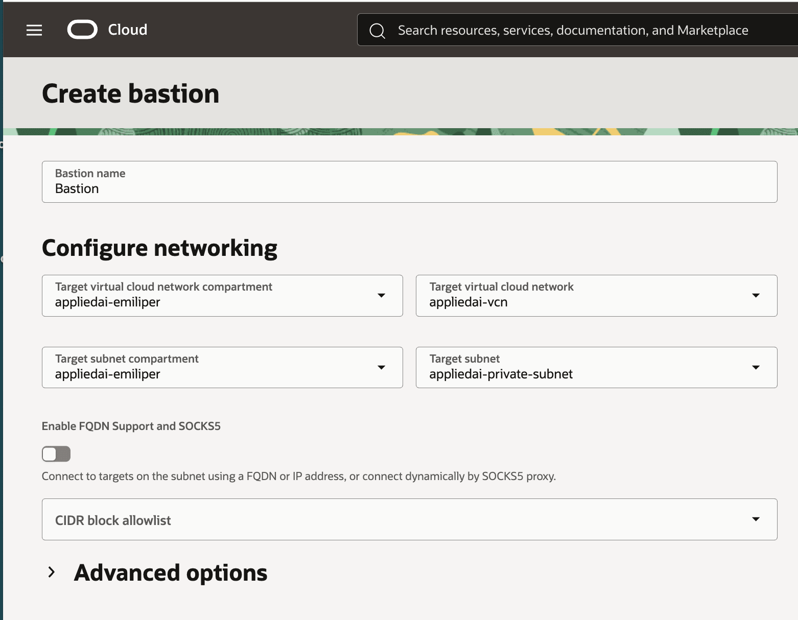 Configure Bastion Bastion Configuration