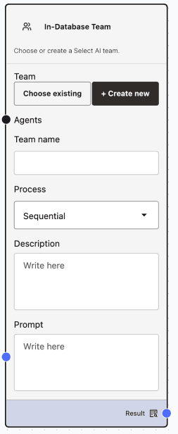 Create New In-Database Team Create In-Database Team