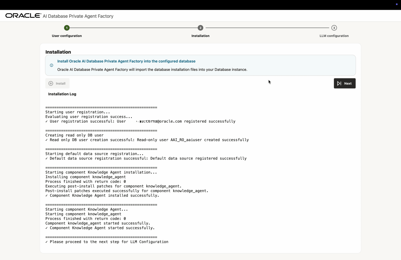 Quick Start Mode: Successful Installation