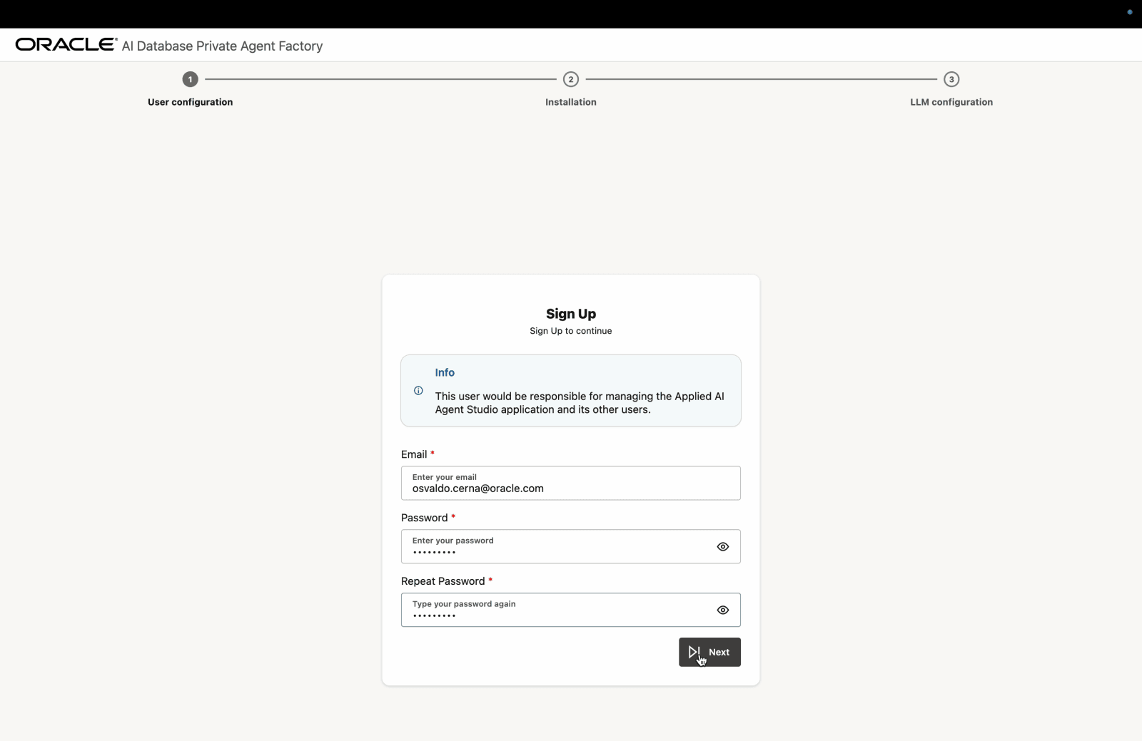 Quick Start Mode: User Configuration
