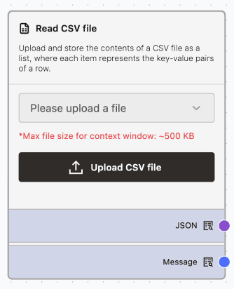 Read CSV Node Read CSV Component
