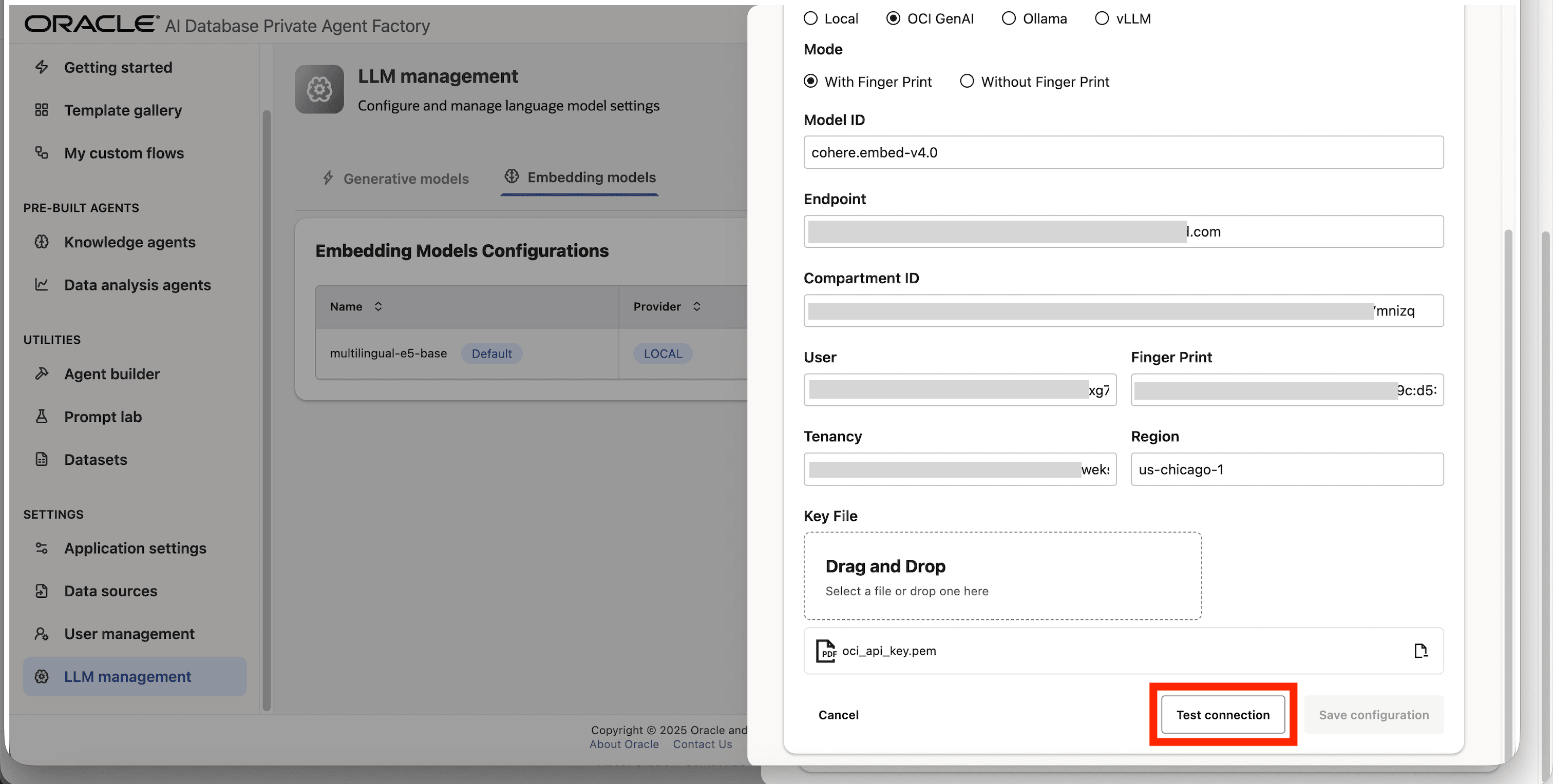 Test connection Test connection