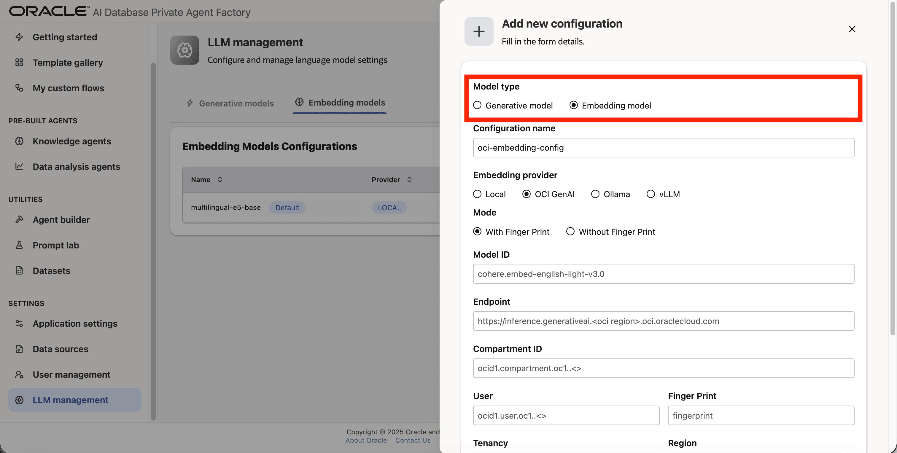 Pick embedding models Pick embedding models