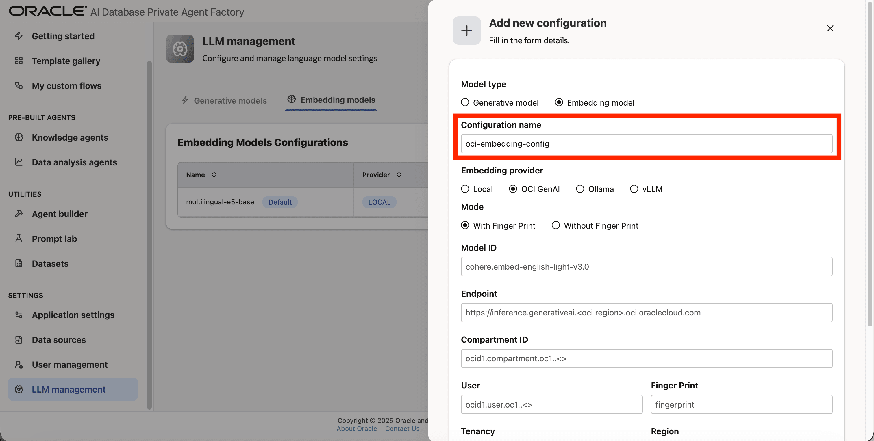 Pick embedding models Pick embedding models