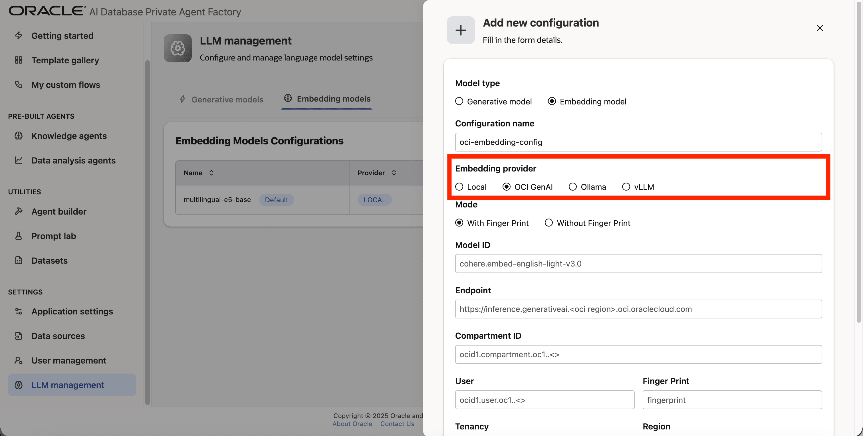 Pick embedding models Pick embedding models