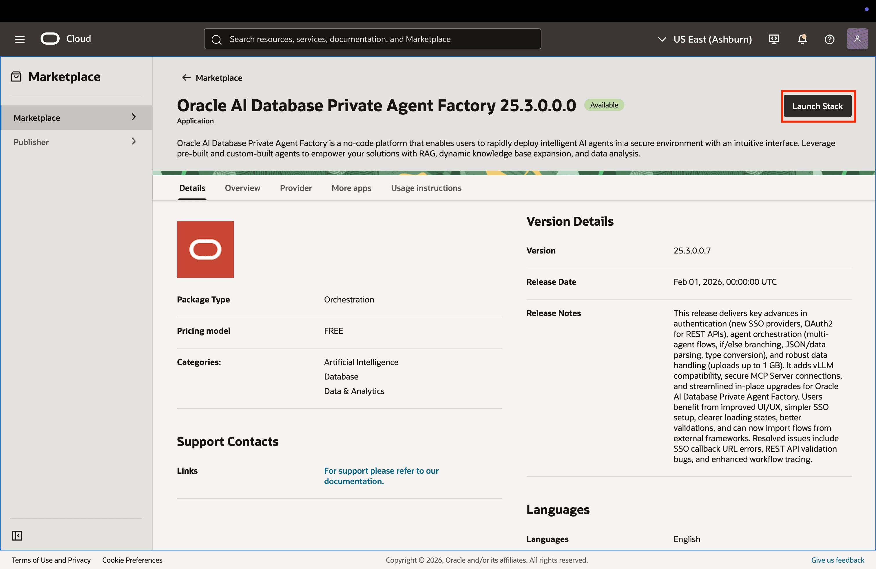 Agent Factory Application in Marketplace