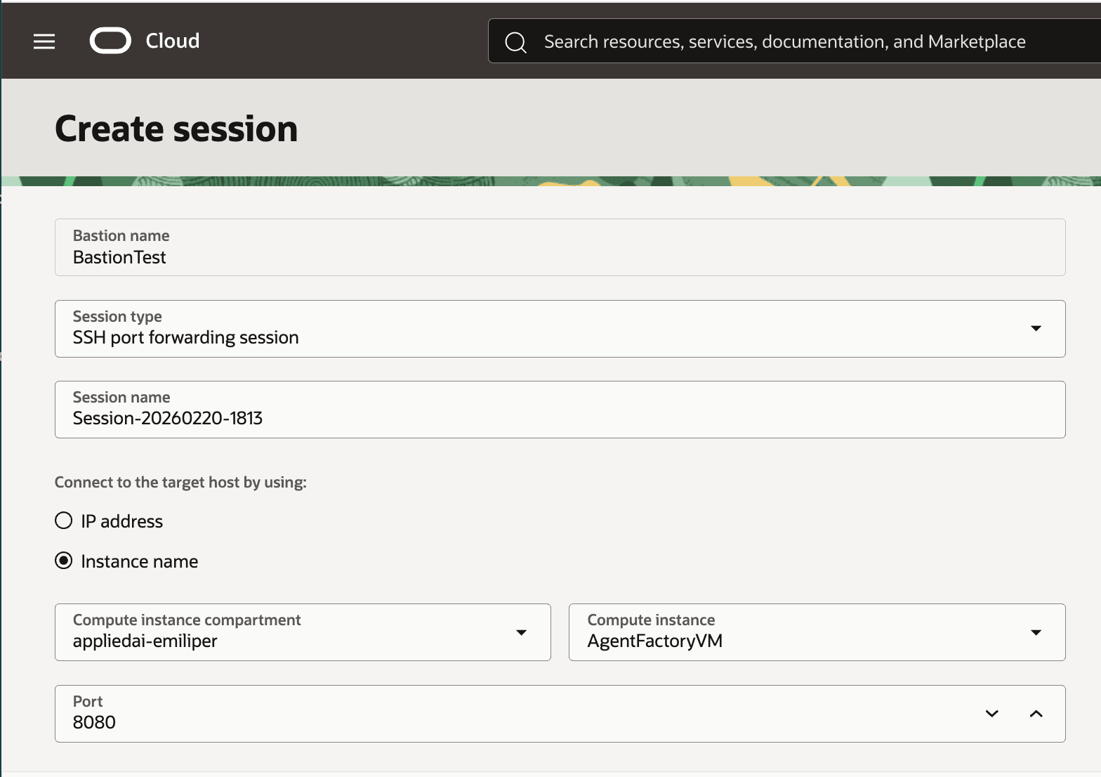 Create Bastion Session