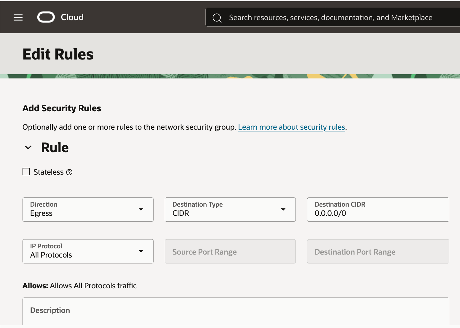 Add Egress Security Rule in NAT Gateway