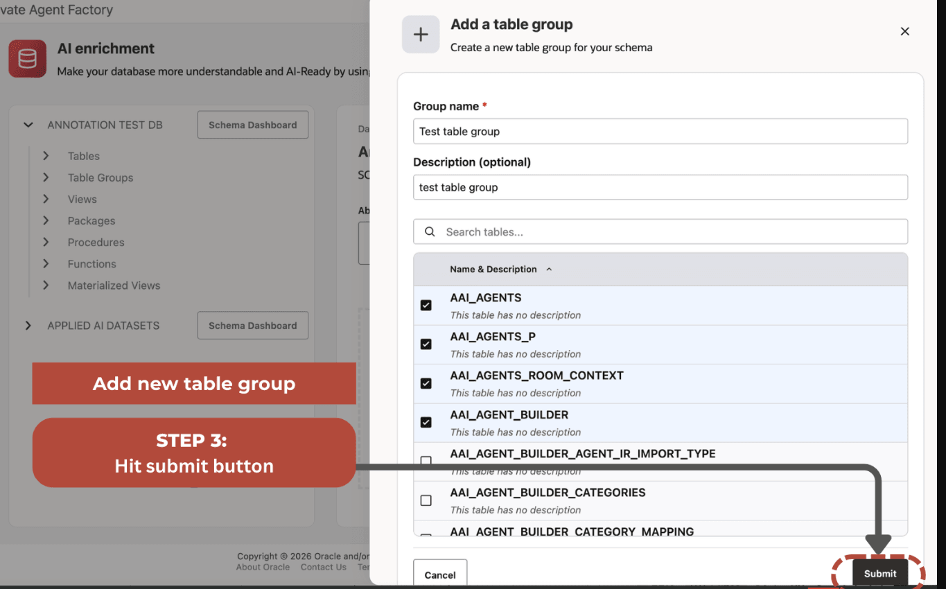 Add Table Groups Add Table Groups