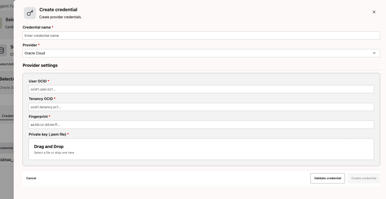 Create Credential Create Credential