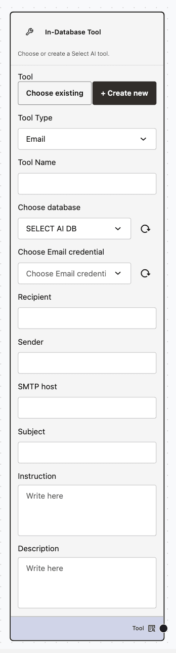 Create New Email Tool Create New Mode - Email