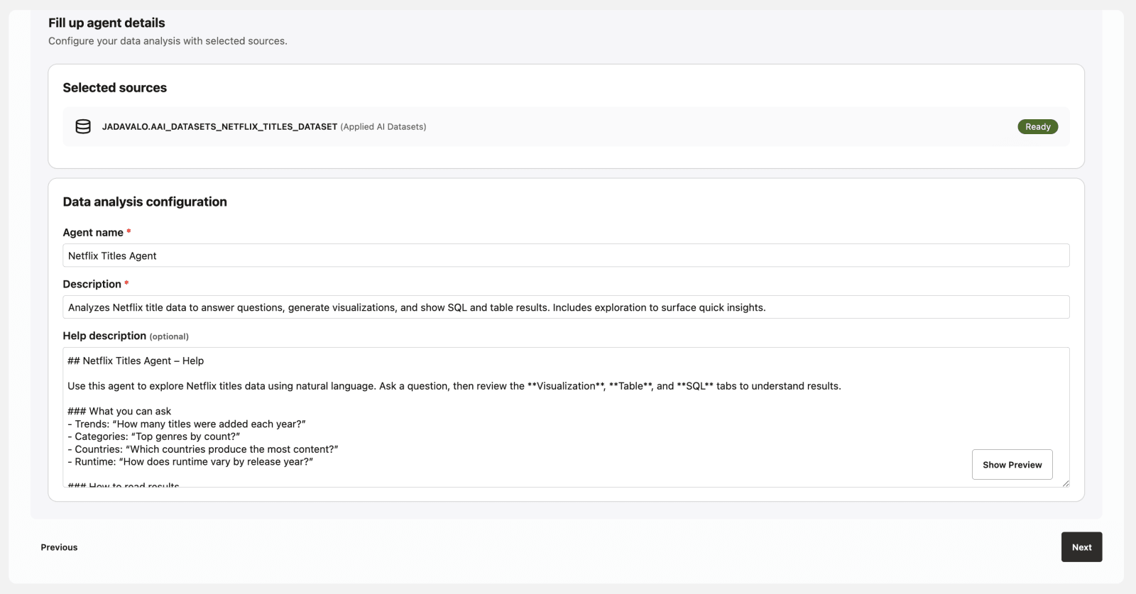 Define Agent Details Define Agent Details