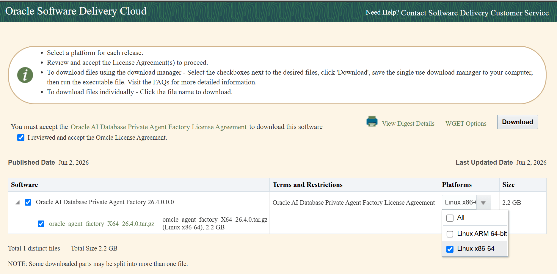 Accept license agreement and download Accept license agreement and download
