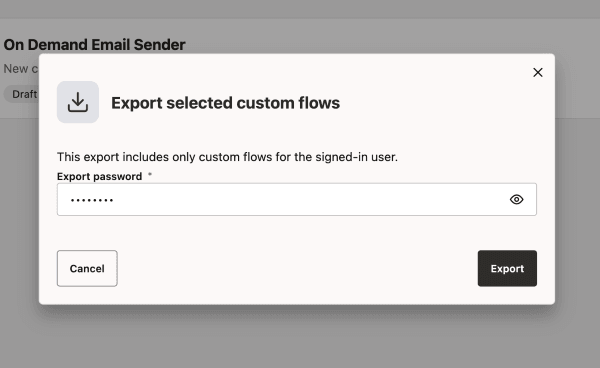 Export Selected Custom Flows Export Selected Custom Flows