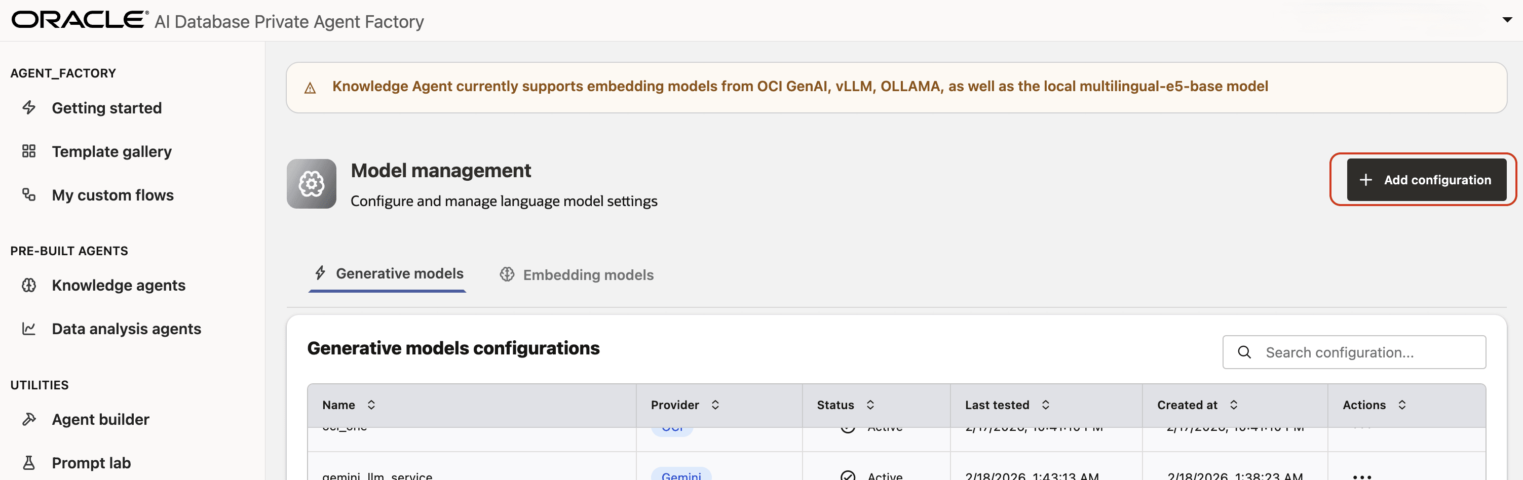 Add Configuration Add Configuration