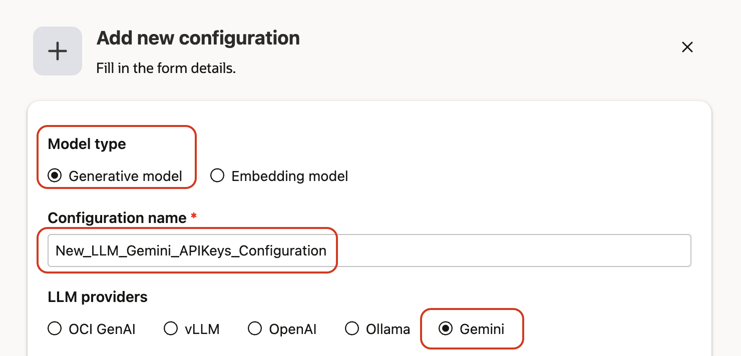Gemini Generative Model Configuration Gemini Configuration