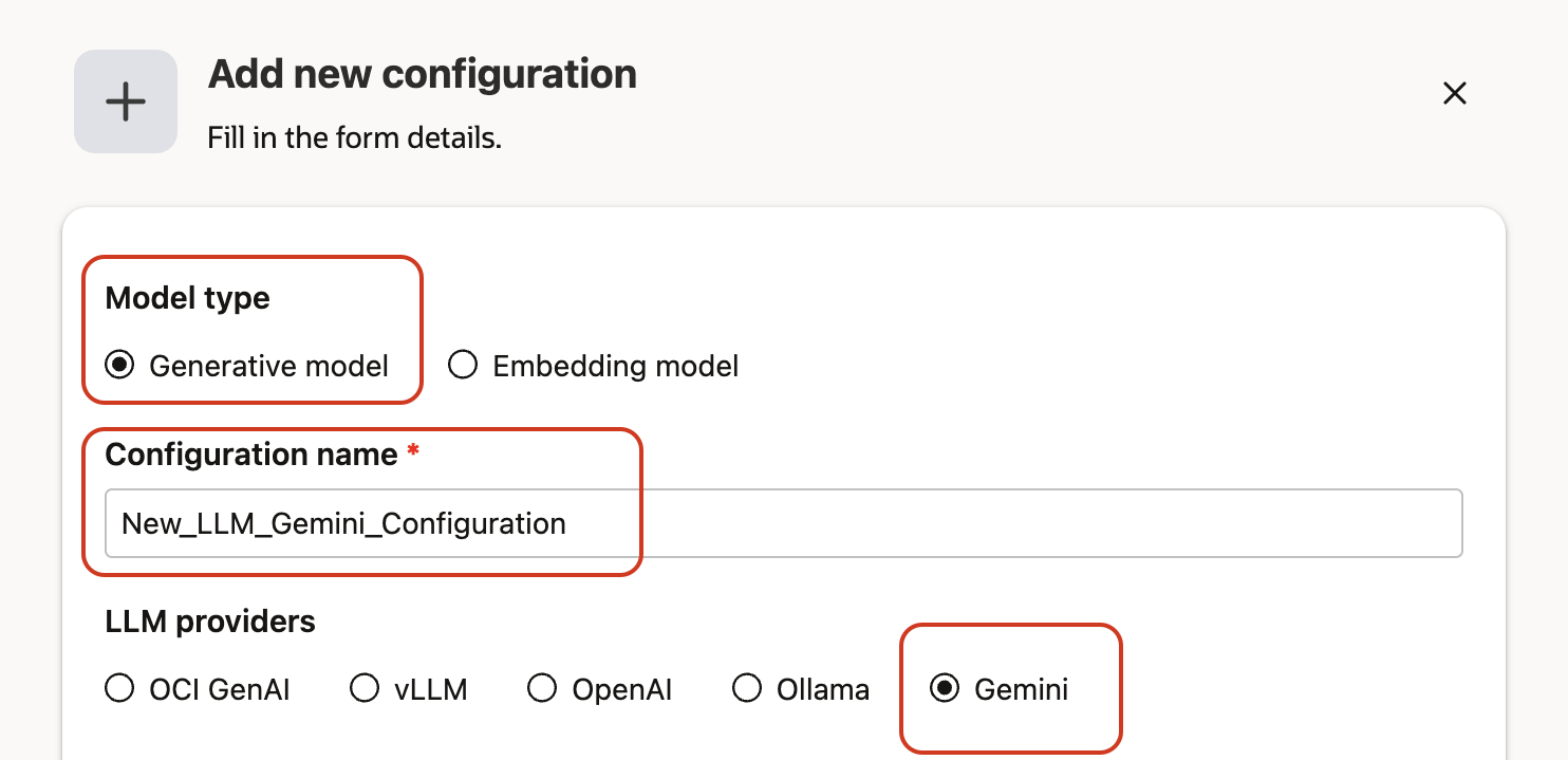 Gemini Generative Model Configuration Gemini Configuration