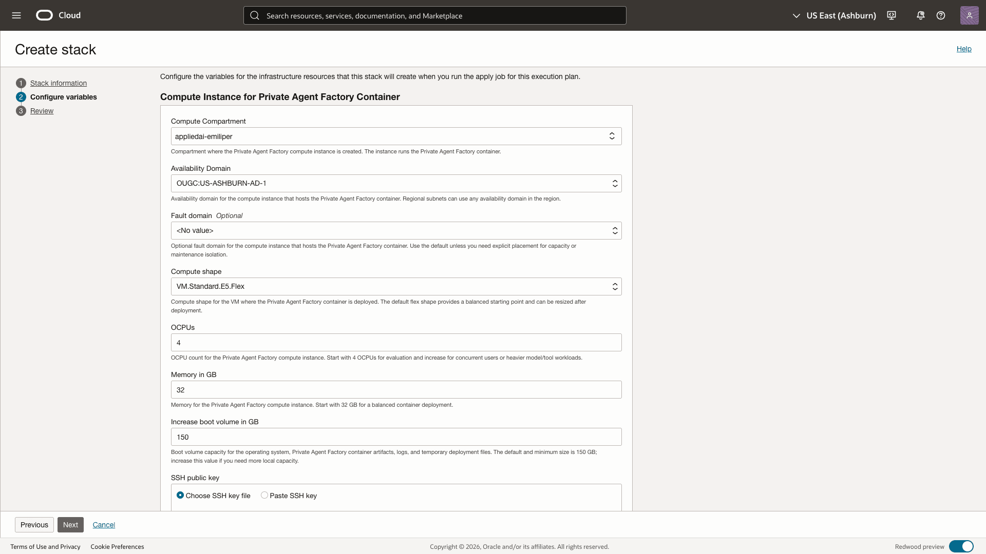 Compute instance settings Compute instance settings
