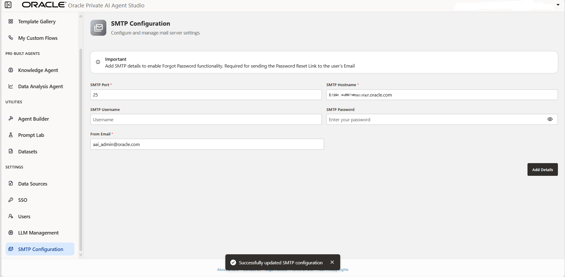 SMTP Configuration SMTP Configuration