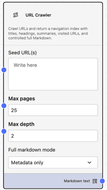 URL Crawler Node URL Crawler Component