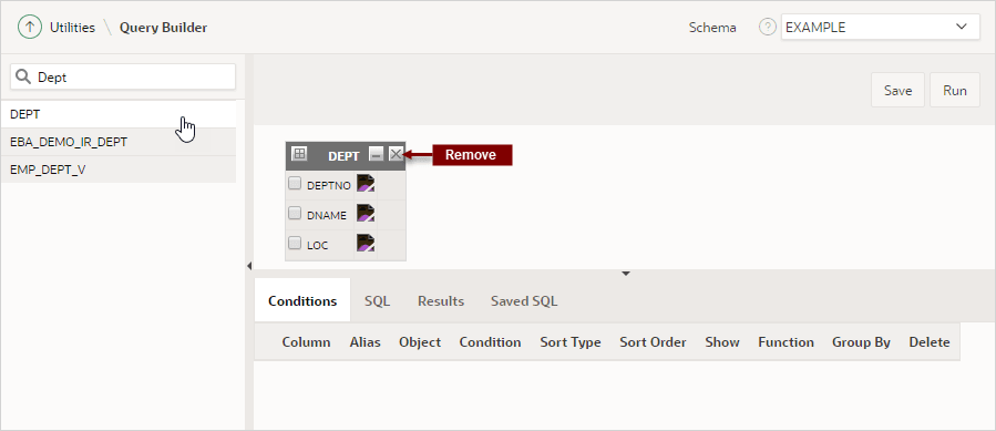 Description of query_builder_remove.png follows