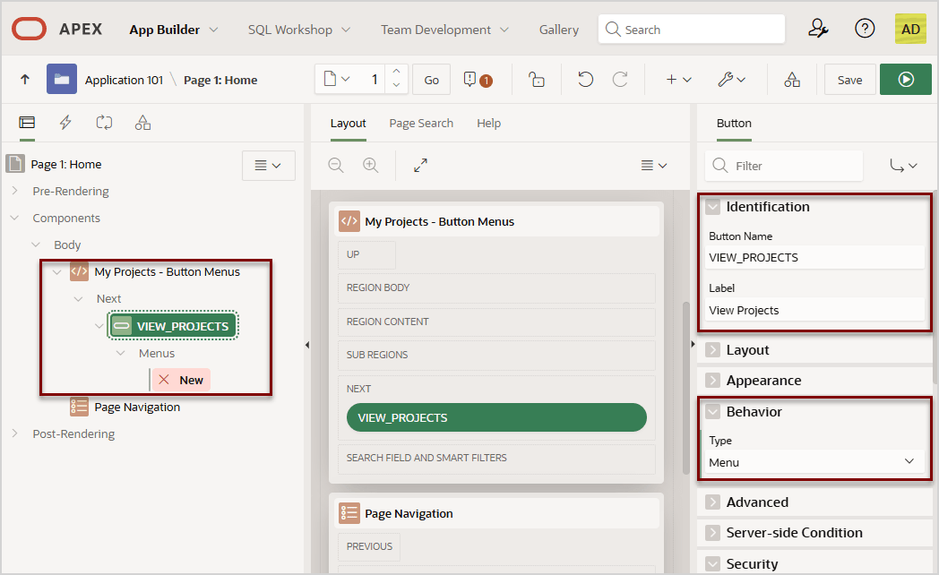 Description of view_projects_button_menu.png follows