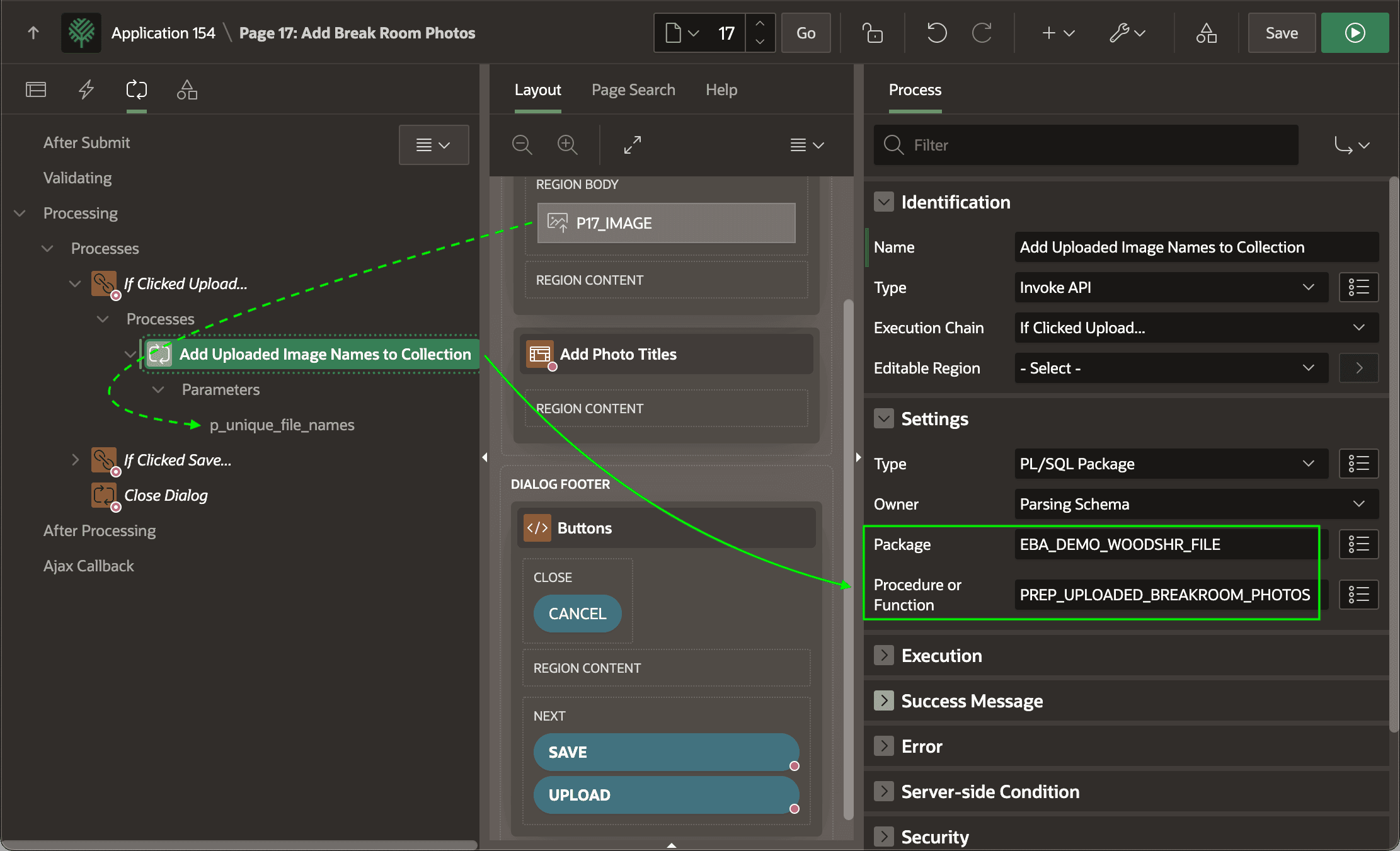 Upload Button Triggers Invoke API to Add Image Names to Collection