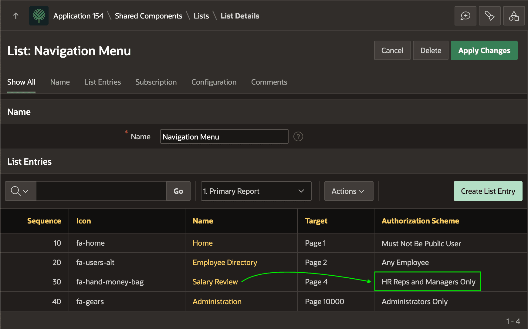 Adjust Menu Entry Authorization Scheme for Managers and HR Reps