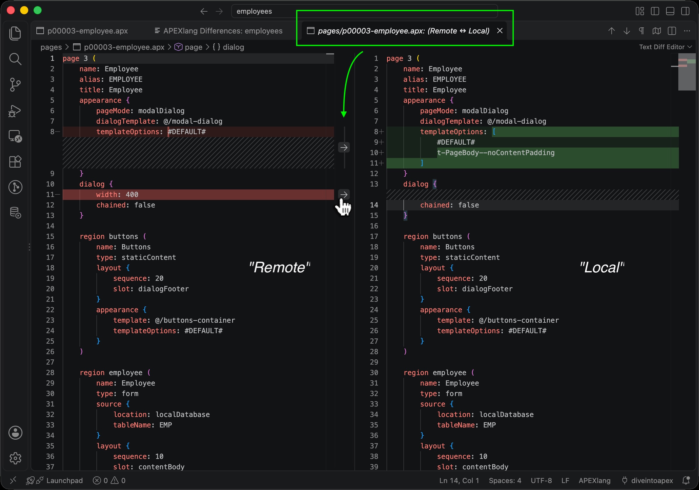 Viewing and Pulling in Remote Differences into Your Local File