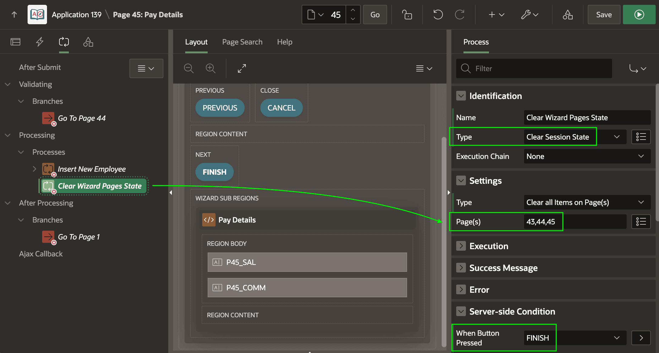 Using Clear Session State Page Process