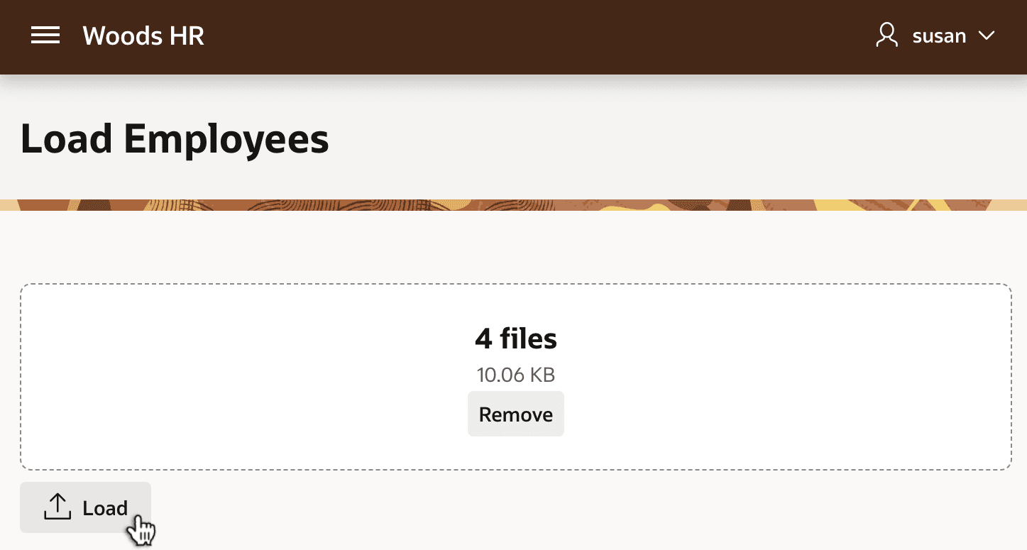 Selecting Four Different Kinds of Files at Once for Employee Data Loading