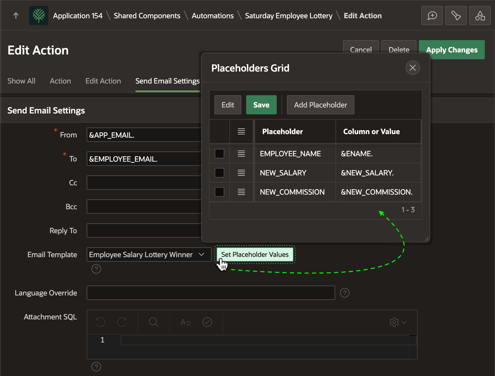 Configuring Email Template and Placeholder Values for a Send E-Mail Action Configuring Email Template and Placeholder Values for a Send E-Mail Action