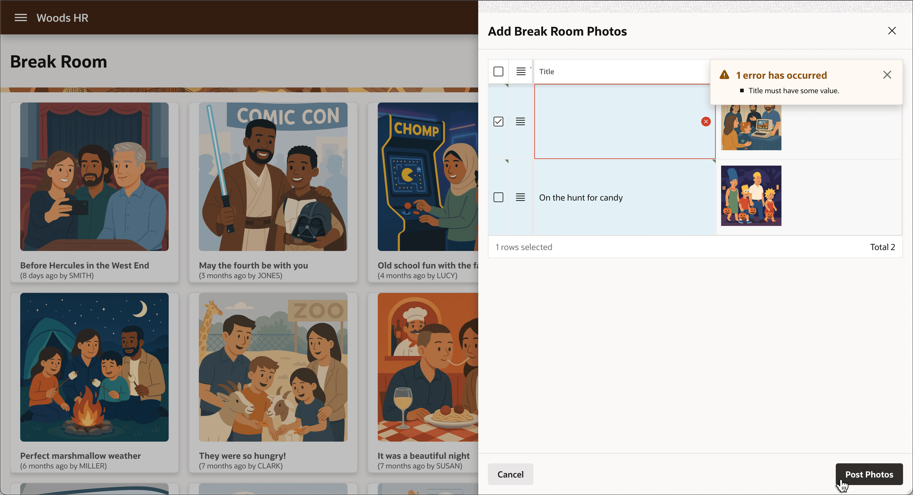 Entering Titles for Multiple Posted Photos with Validation Entering Titles for Multiple Posted Photos with Validation