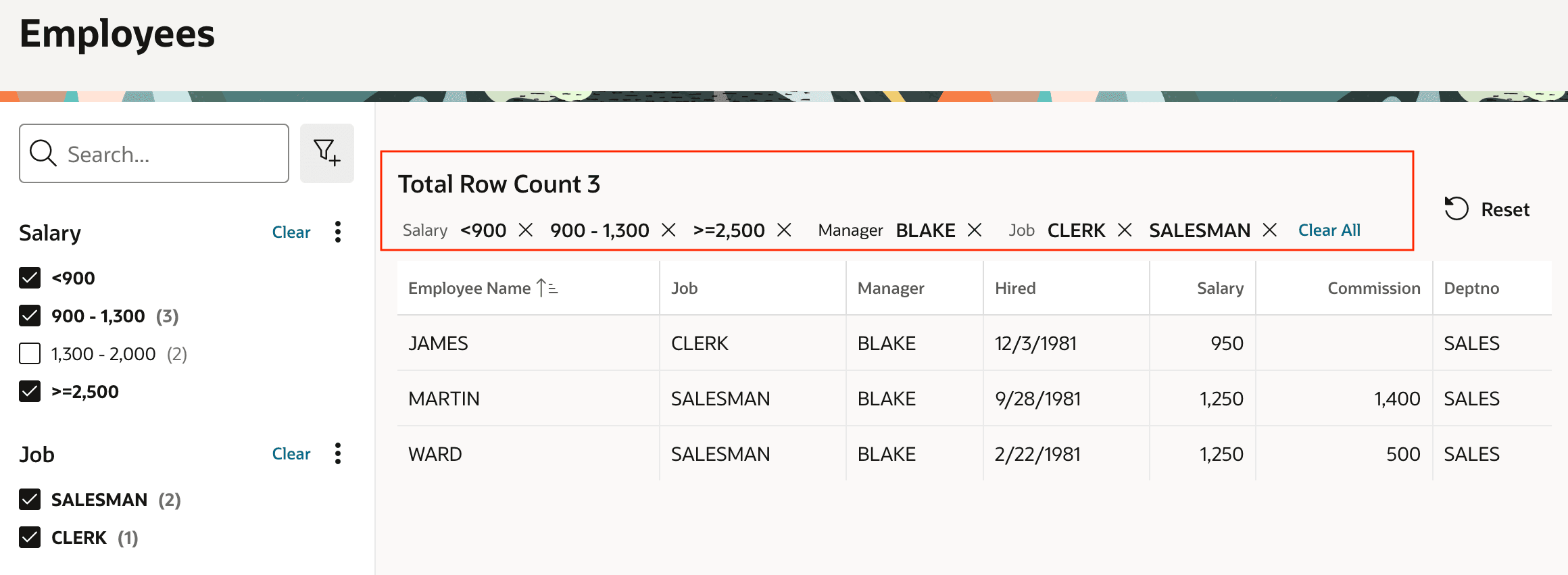 Row Count and Filter "Chips" Over Classic Report