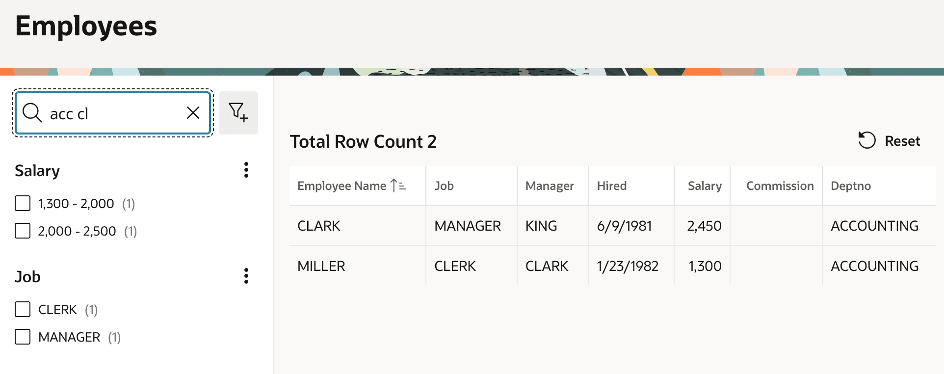 Finding Text Across Columns with the Search Facet