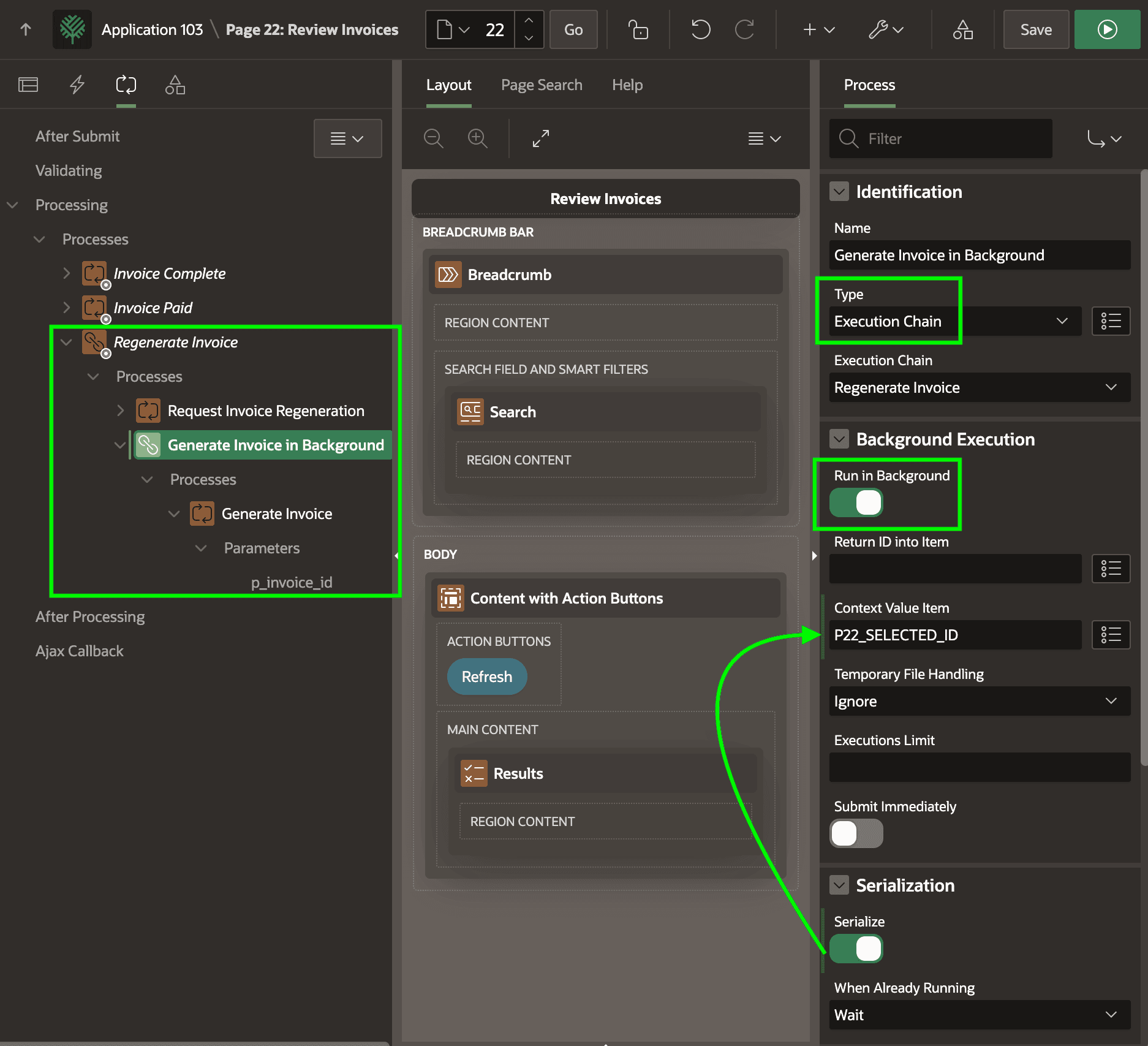Execution Chain Simplifies Regenerating Invoice in the Background