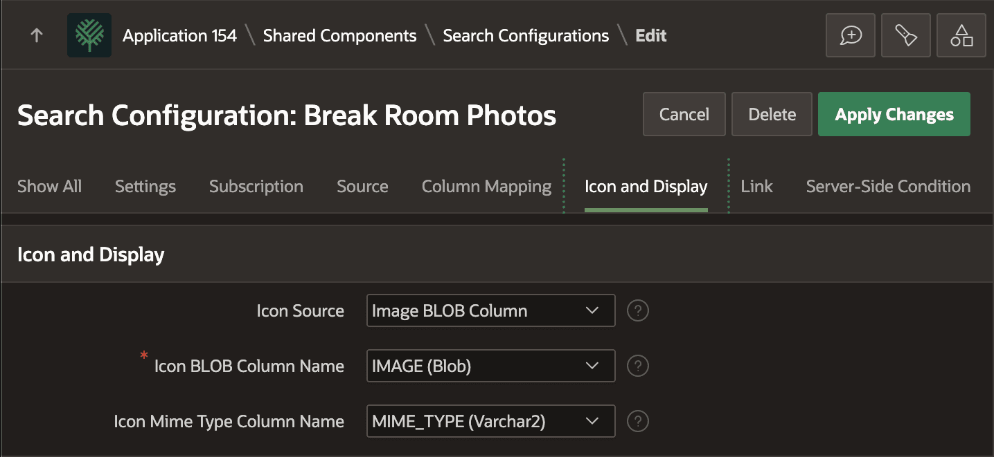 Setting Up Search Configuration to Use a BLOB Image Column