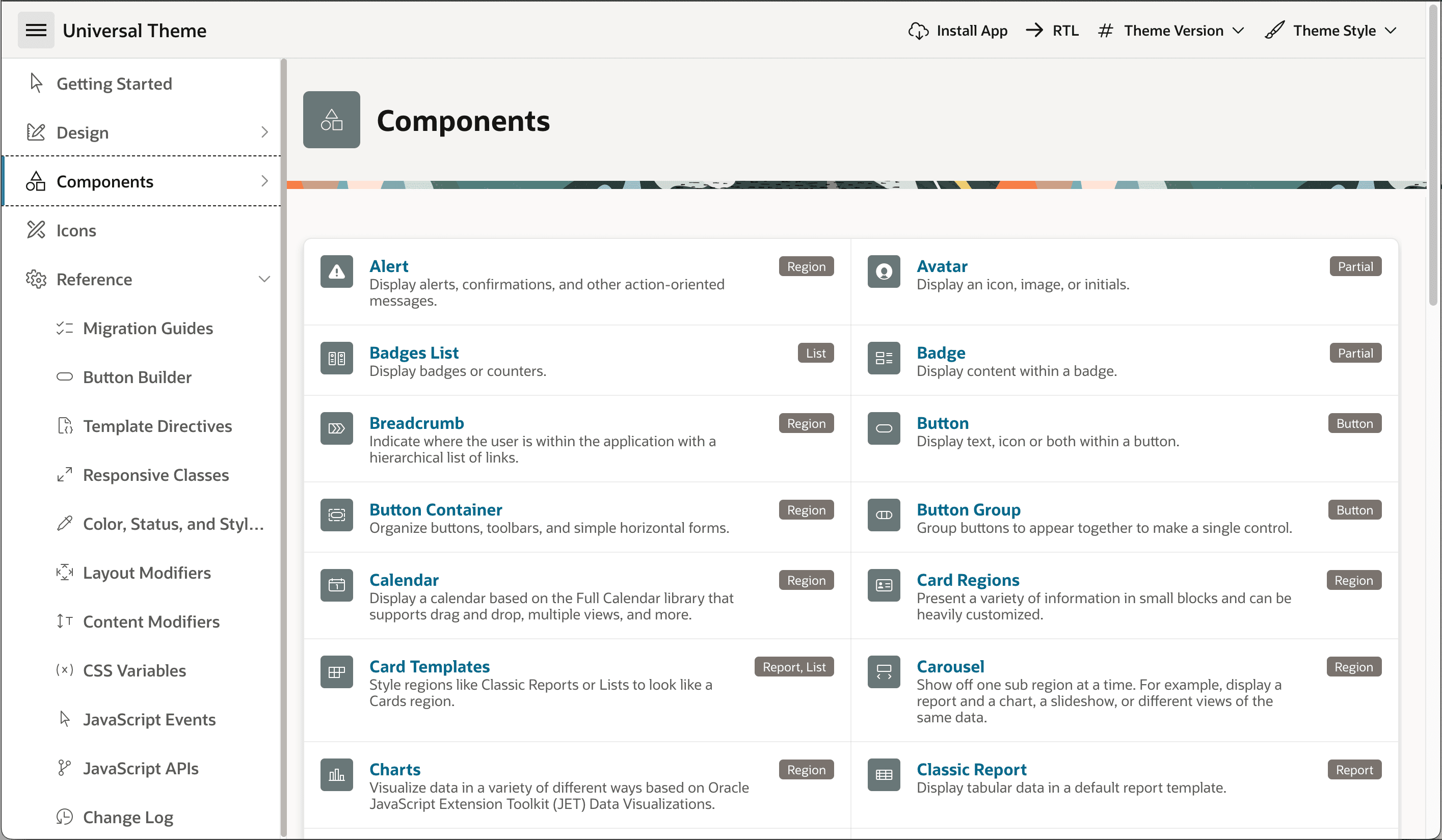 Universal Theme Components Reference