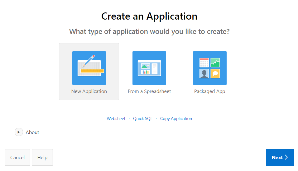 information not provided in new application wizard