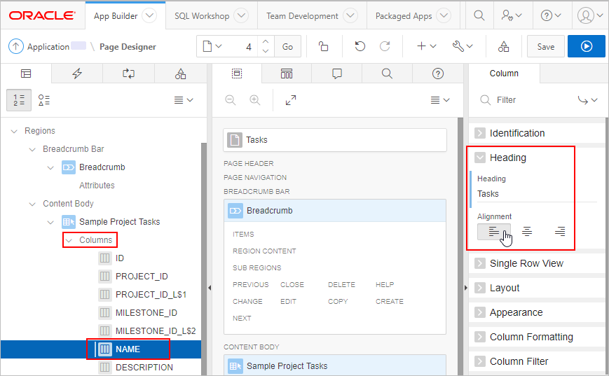 heading attribute window