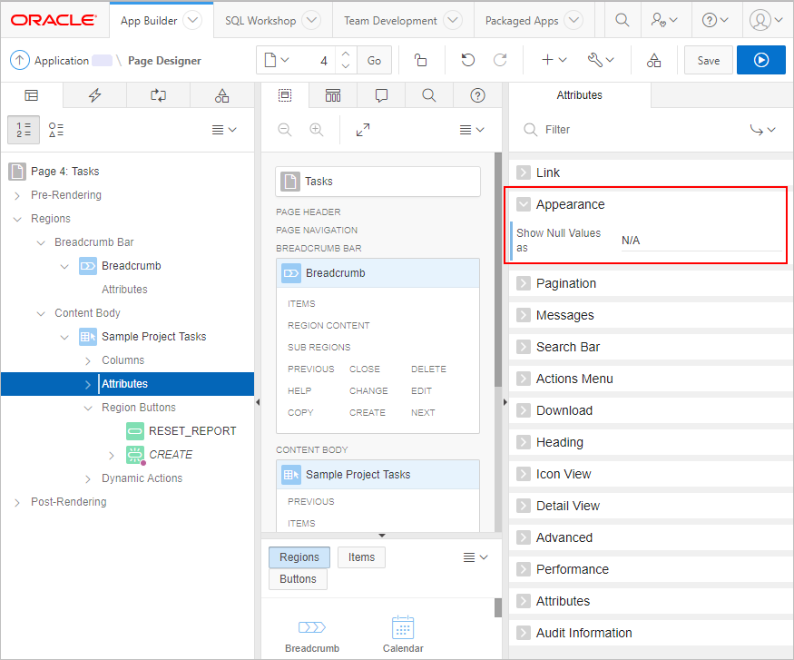 Show null value window